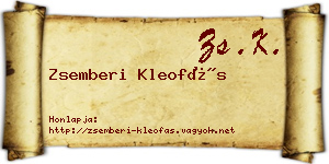 Zsemberi Kleofás névjegykártya